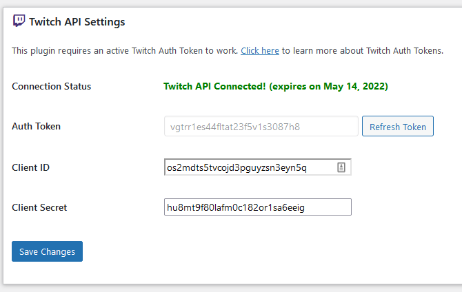 Twitch Integration Settings