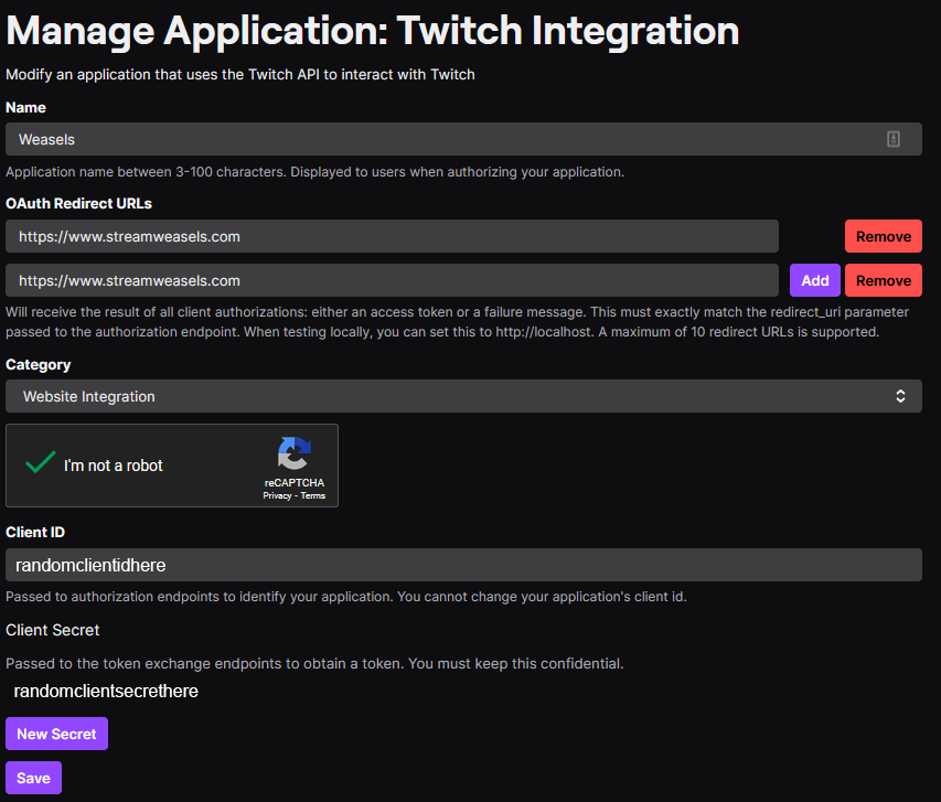 Twitch Application Page